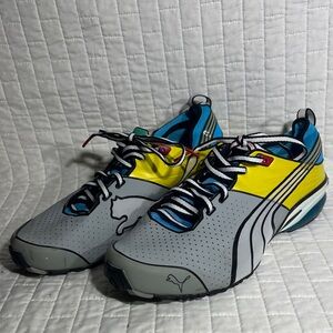 Puma Cell Valiant men's sneakers in grey, yellow, and blue